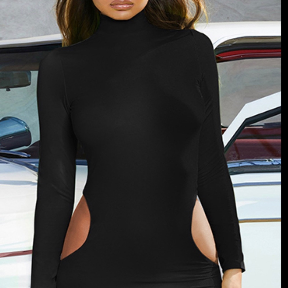 Black bodycon dress with hips cutouts, Size Large , Never worn